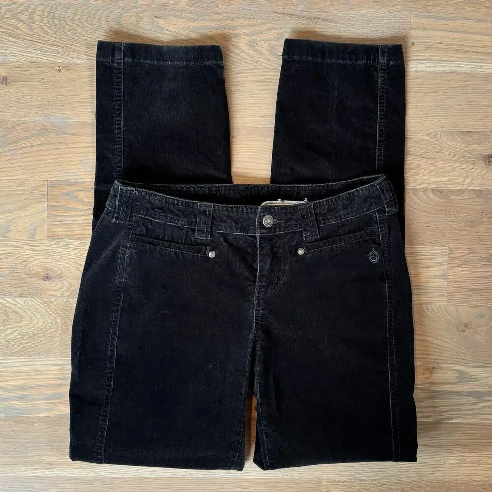 ISIS Blue Note Corduroy Velvet Pants Low Rise Y2K Charcoal Womens Size 4 - Picture 1 of 10